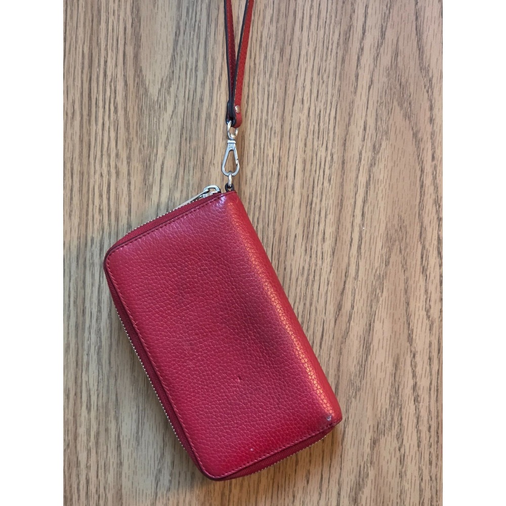 Michael Kors Fulton Zip Large Phone/Wristlet Dark Sangrine Red Pebbled Leather - Picture 14 of 14
